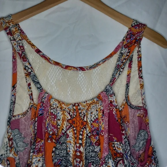 Free People Count Me In Trapeze Tunic Top Paisley Print Size M - Picture 5 of 8